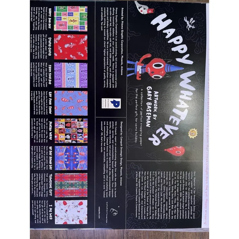 Gary Baseman Gift Wrap Bulk Wholesale Lot - 20 Packs Happy Whatever Pop Art
